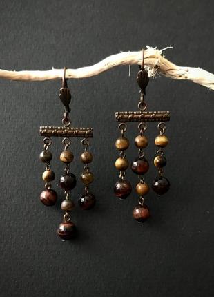 Висячі сережки тигровий та бичачий очей