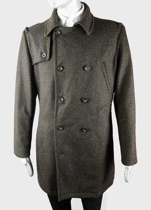 Мужское шерстяное темно-коричневое пальто от английского бренда john rocha