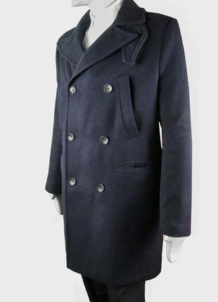 Мужское темно-синее пальто от бренда h&m