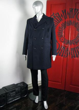 Мужское темно-синее пальто от бренда h&m6 фото