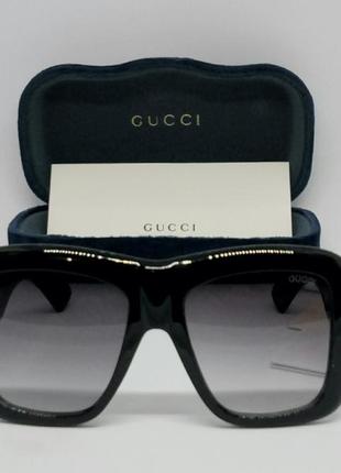 Очки в стиле gucci  gg 0498  женские солнцезащитные большие массивные черные с градиентом2 фото