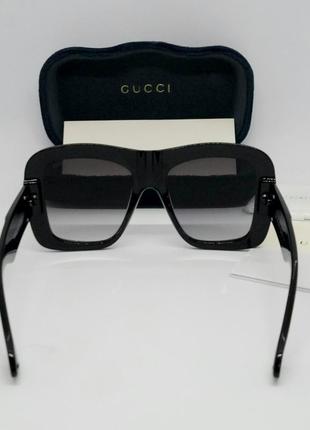 Очки в стиле gucci  gg 0498  женские солнцезащитные большие массивные черные с градиентом4 фото