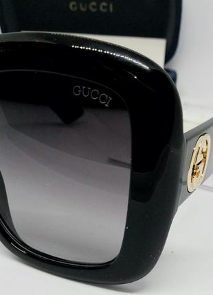 Очки в стиле gucci  gg 0498  женские солнцезащитные большие массивные черные с градиентом10 фото