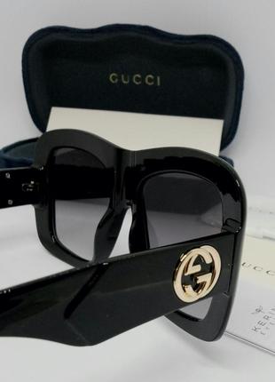 Очки в стиле gucci  gg 0498  женские солнцезащитные большие массивные черные с градиентом8 фото