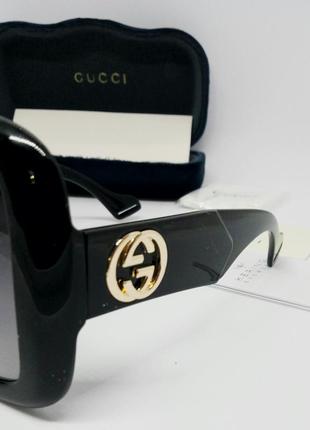 Очки в стиле gucci  gg 0498  женские солнцезащитные большие массивные черные с градиентом9 фото