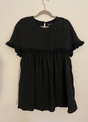 Стильне широке коротке плаття комбінезон з оборками вільне плаття з шортами від zara4 фото