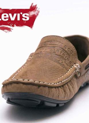 Кожаные мужские мокасины levis driving rubber8 фото