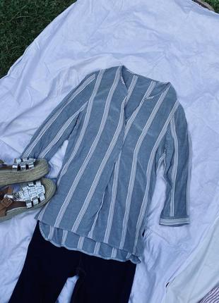 Легка блуза сорочка в полоску натуральна тканина