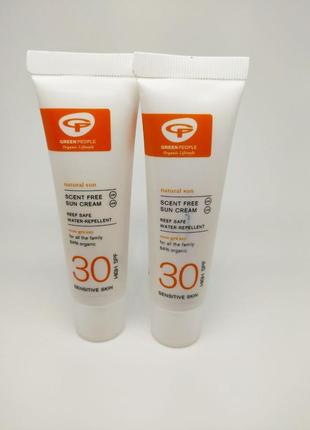 Сонцезахисний крем з високим фактором захисту green people scent free sun cream spf 30