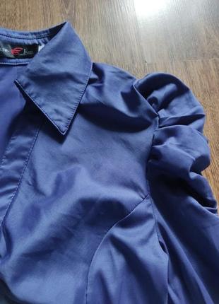 Блузка черничного цвета с рукавами фонариками рубашка3 фото