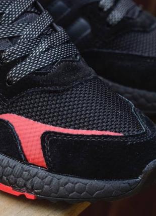 Мужские кроссовки adidas nite jogger (чёрные с красным)  #адидас3 фото