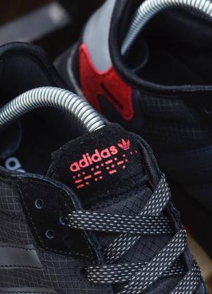 Мужские кроссовки adidas nite jogger (чёрные с красным)  #адидас4 фото
