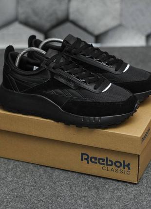 Мужские кроссовки reebok leather legacy (чёрные)