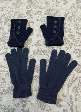 Мітенки рукавички перчатки вовна шерсть 2в14 фото