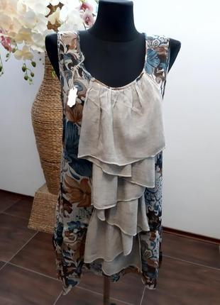 Блуза в цветочный принт с рюшами италия вискоза мериносовая шерсть6 фото