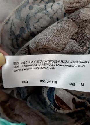 Блуза в цветочный принт с рюшами италия вискоза мериносовая шерсть10 фото