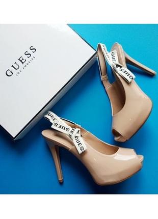 Бежевые босоножки на шпильке бренд guess р. 392 фото