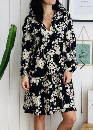Сукня сорочка zara mango ярусне у квітковий принт з віскози