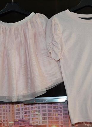 Нарядный нежный  набор юбка и футболка 7/10 лет