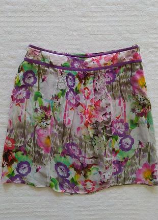 Спідниця, шовк, коротке, квіти, від dept