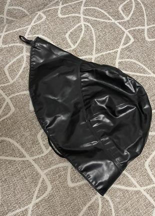 Чёрная модная панама резина кепка водоотталкивающая шляпа латекс морская маска головной убор кожа поход готика6 фото