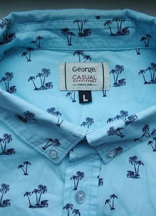 Гавайська сорочка george casual cotton в пальмах гавайка (l)3 фото