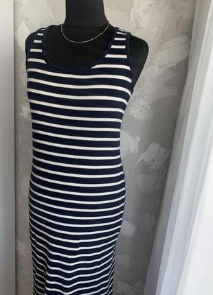 Довге плаття тільняшка « синьо - білу смужку2 фото