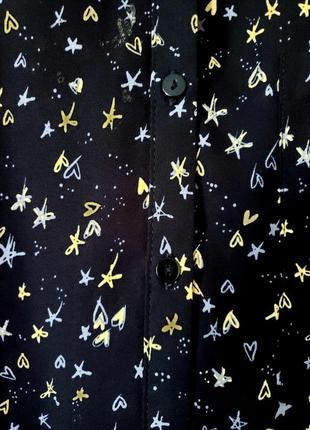 Новая оверсайз  блуза со спущенными плечикамипринт "сердечки,звездочки" atmosphere 20 uk