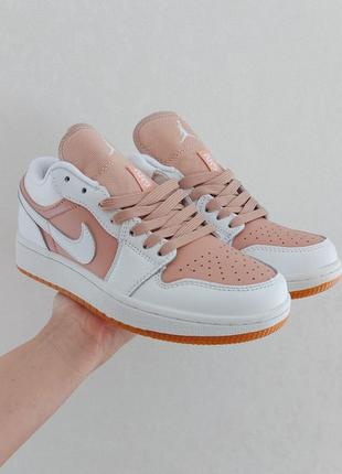 Nike air jordan 1 low tan white новинка трендові кросівки найк джордан низькі персикові білі женские персиковые белые низкие кроссовки5 фото