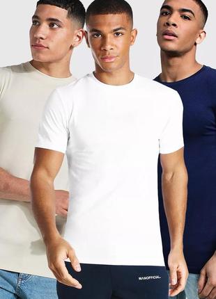 3 футболки без написів різних кольорів синя, жовта та біла