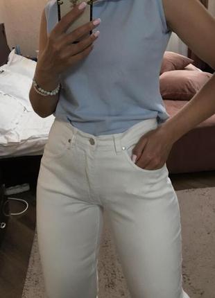 Белые мом джинсы h&m высокая посадка