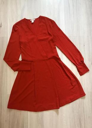 Нове фактурне сукню на запах з довгим рукавом нова цегляна сукня з довгим рукавом плаття h&m