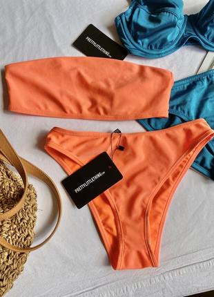 Оранжовий, неоновий купальник бандо від plt