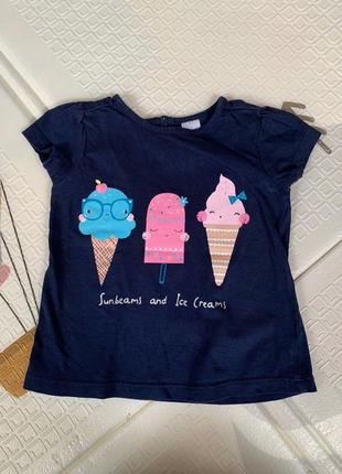 Новая футболка baby club на девочку 9-12 месяцев, 80 размер