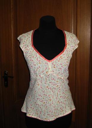 Ніжна блуза з віскози р 40-42 біла дрібну квіточку