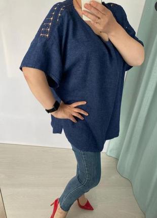 Красивая  блуза большого размера / лен от бренда  nutmeg, германия 🌿1 фото