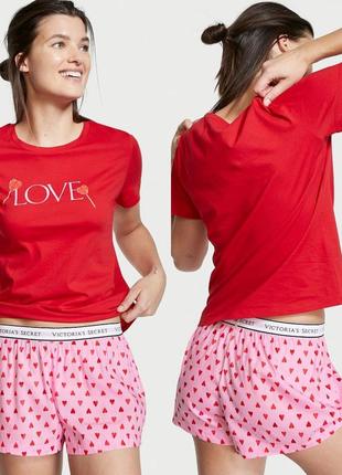 Ідея для подарунка💕легка бавовняна піжамка футболка+шорти р. з,м victoria's secret вікторія сікрет вікторія сікрет