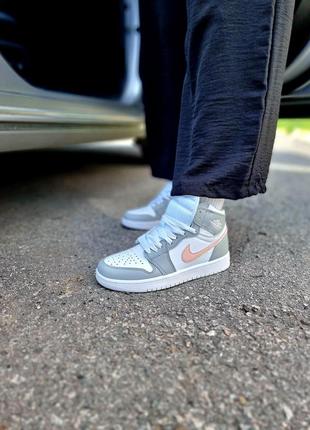 Кросівки air jordan 1 mid light grey pink кроссовки