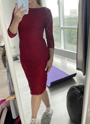 Oasis xs-s червоний мереживна сукня