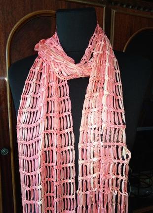 Ажурний жіночий шарф на літо frangi2 фото
