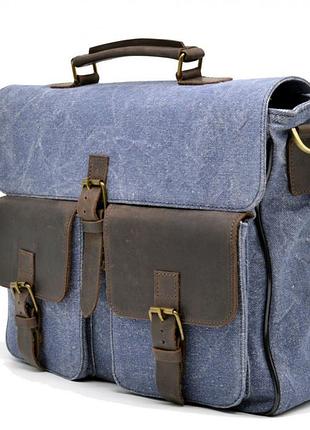 Портфель чоловічий парусина + шкіра rk-1282-4lx tarwa
