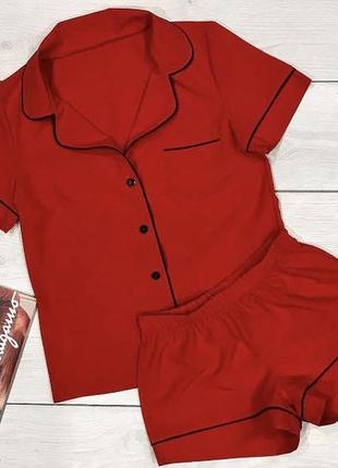 Червоний піжамний костюм. жіноча домашній одяг