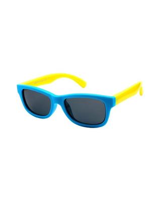 Дитячі сонячні окуляри shrek 2-5 років з поляризацією в блакитній оправі з жовтими заушниками1 фото