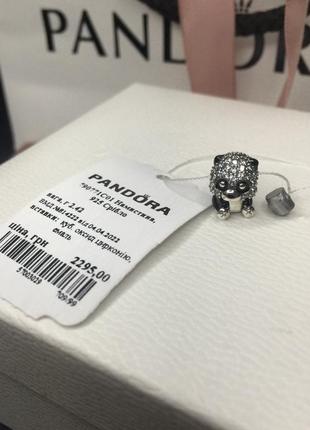 Срібний шарм пандора 790771c01 блискуча панда мила пандочка з камінням камені камінчики срібло проба 925 новий з біркою