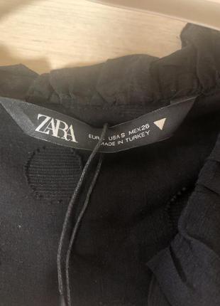 Блузка блуза топ кроп  кружево горох рюши обортка  бренд zara, р.s4 фото