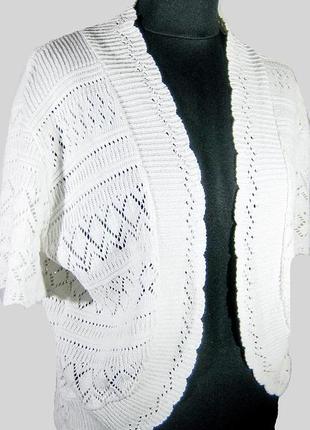 Белое вязаное ажурное болеро р 40-42 хлопок украина