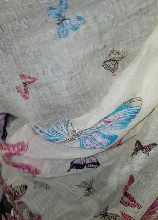 Бежевий шарф метелики2 фото