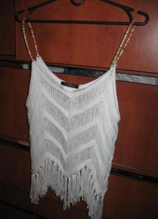 Топ в'язаний річний білий в стилі coachella