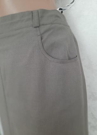 Натуральная юбка миди макси карманы высокая посадка цвет оливы9 фото