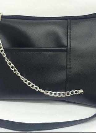 Чорна сумочка з ланцюжком через плече1 фото